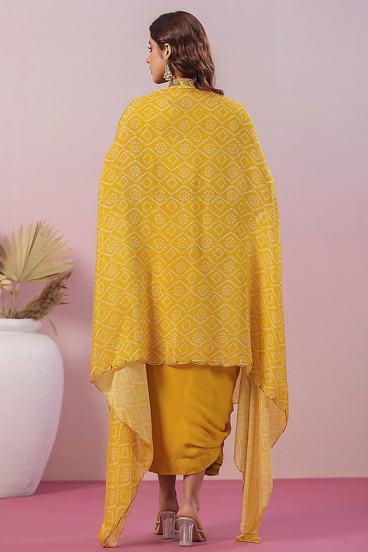 Mustard Chinon Silk Pleated Saree Summer Dress by Scakhi Luxe at Pernia's Pop Up Shop