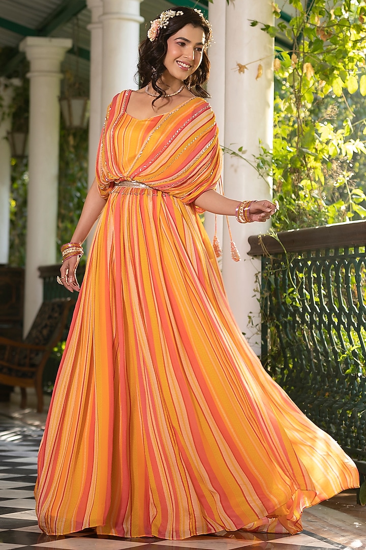 Orange best sale cape dress