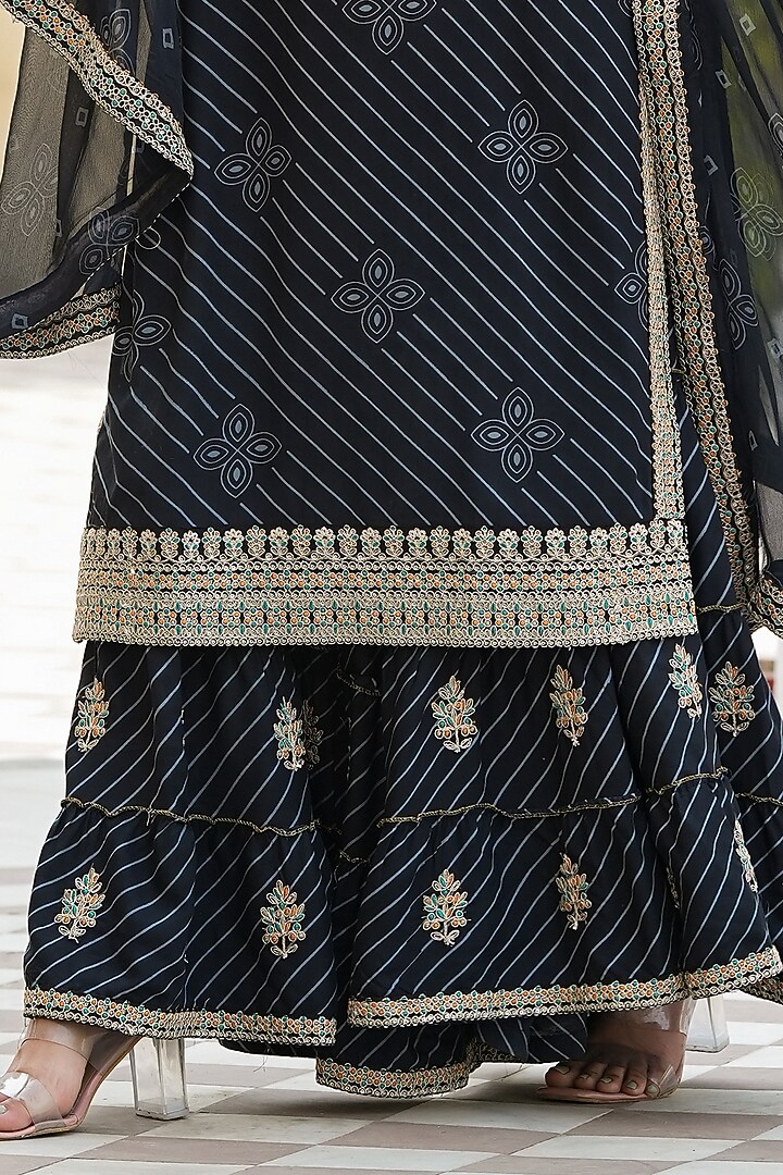 Black Printed Rayon Sharara