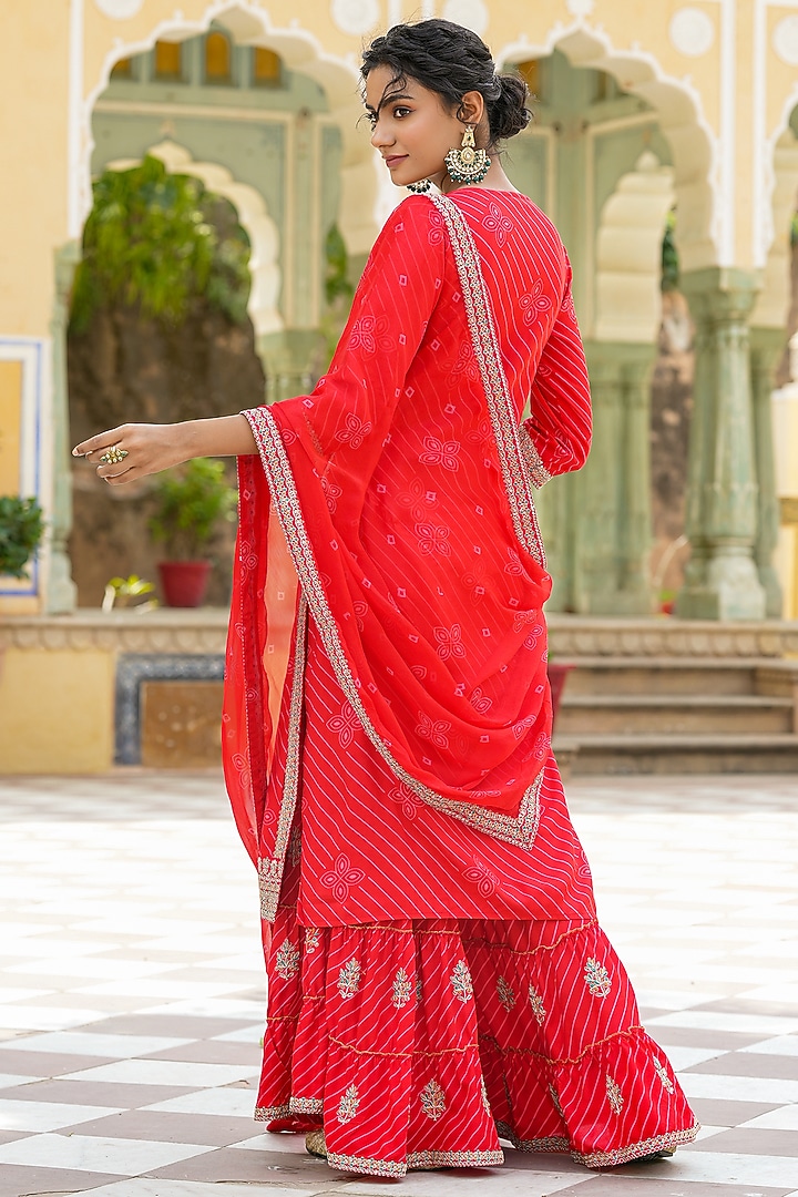 Red Solid Rayon Sharara