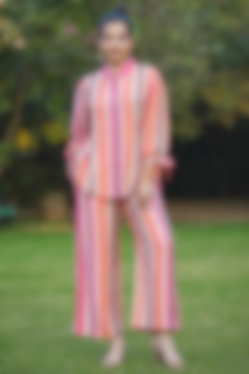 Multi-Colored Muslin Silk Printed Co-Ord Set by Scakhi Luxe at Pernia's Pop Up Shop