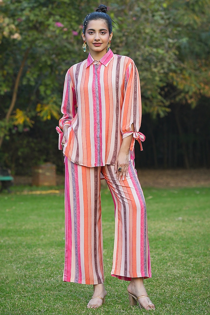 Multi-Colored Muslin Silk Printed Co-Ord Set by Scakhi Luxe at Pernia's Pop Up Shop