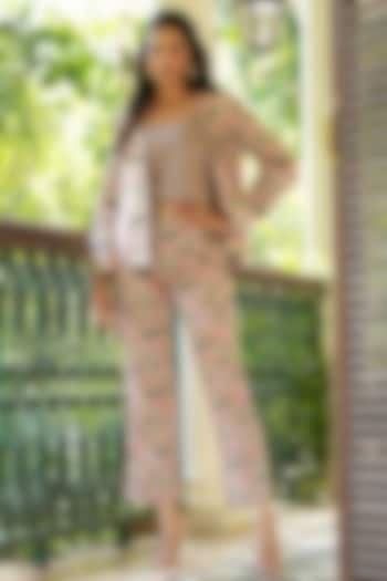 Mauve Cotton Schiffli Digital Printed Co-Ord Set by Scakhi Luxe at Pernia's Pop Up Shop