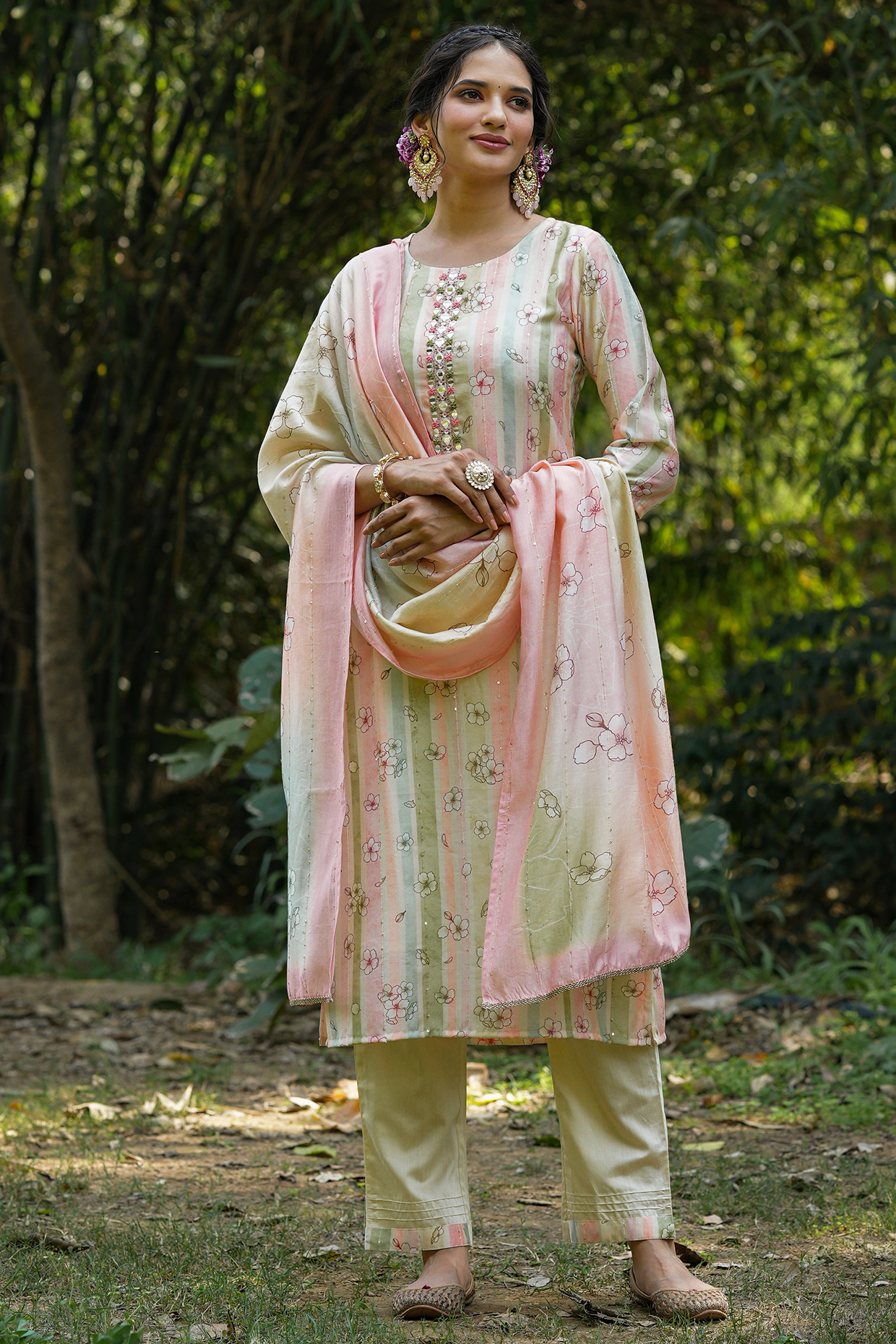 Multi-Colored Nylon Viscose Floral Printed Kurta Set by Scakhi Luxe at Pernia's Pop Up Shop