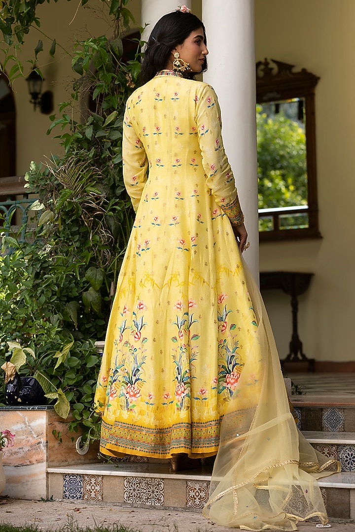 Pink Dola Jacquard Silk Pant Anarkali main image 1
