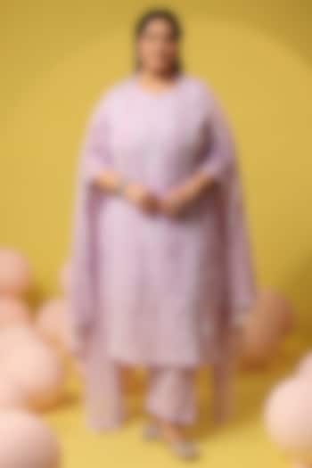 Lavender Cotton Mulmul Chikankari Embroidered Kurta Set by Scakhi Luxe at Pernia's Pop Up Shop