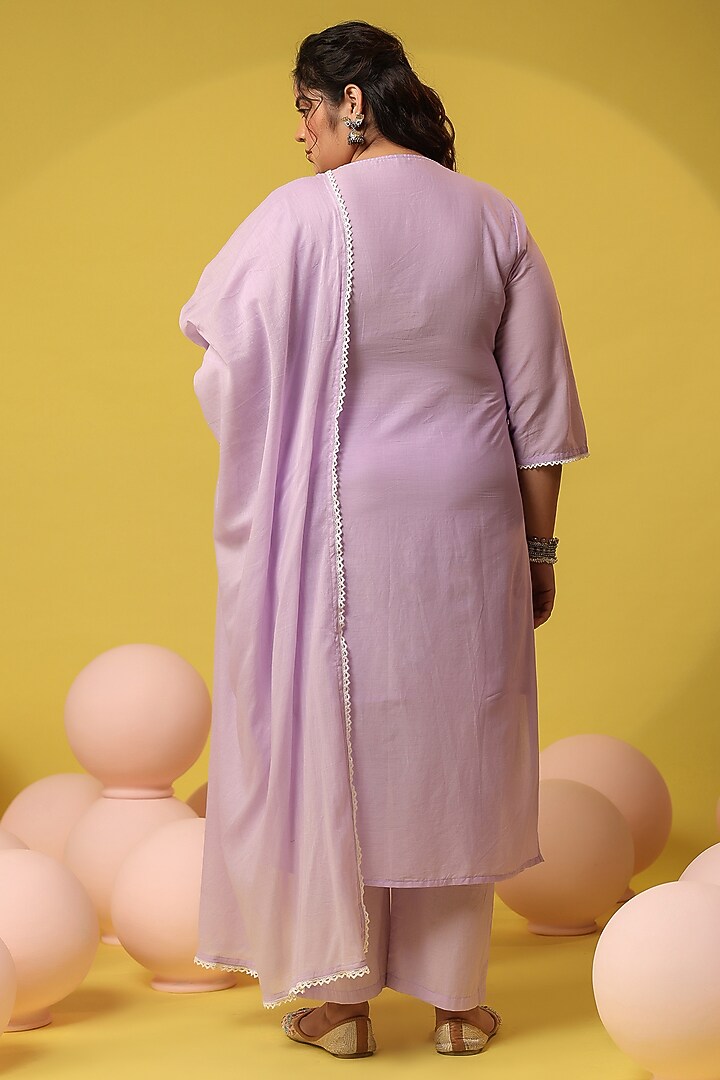 Lavender Cotton Mulmul Chikankari Embroidered Kurta Set by Scakhi Luxe at Pernia's Pop Up Shop