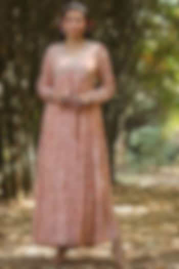 Pink Muslin Silk Floral Printed Summer Dress by Scakhi Luxe at Pernia's Pop Up Shop