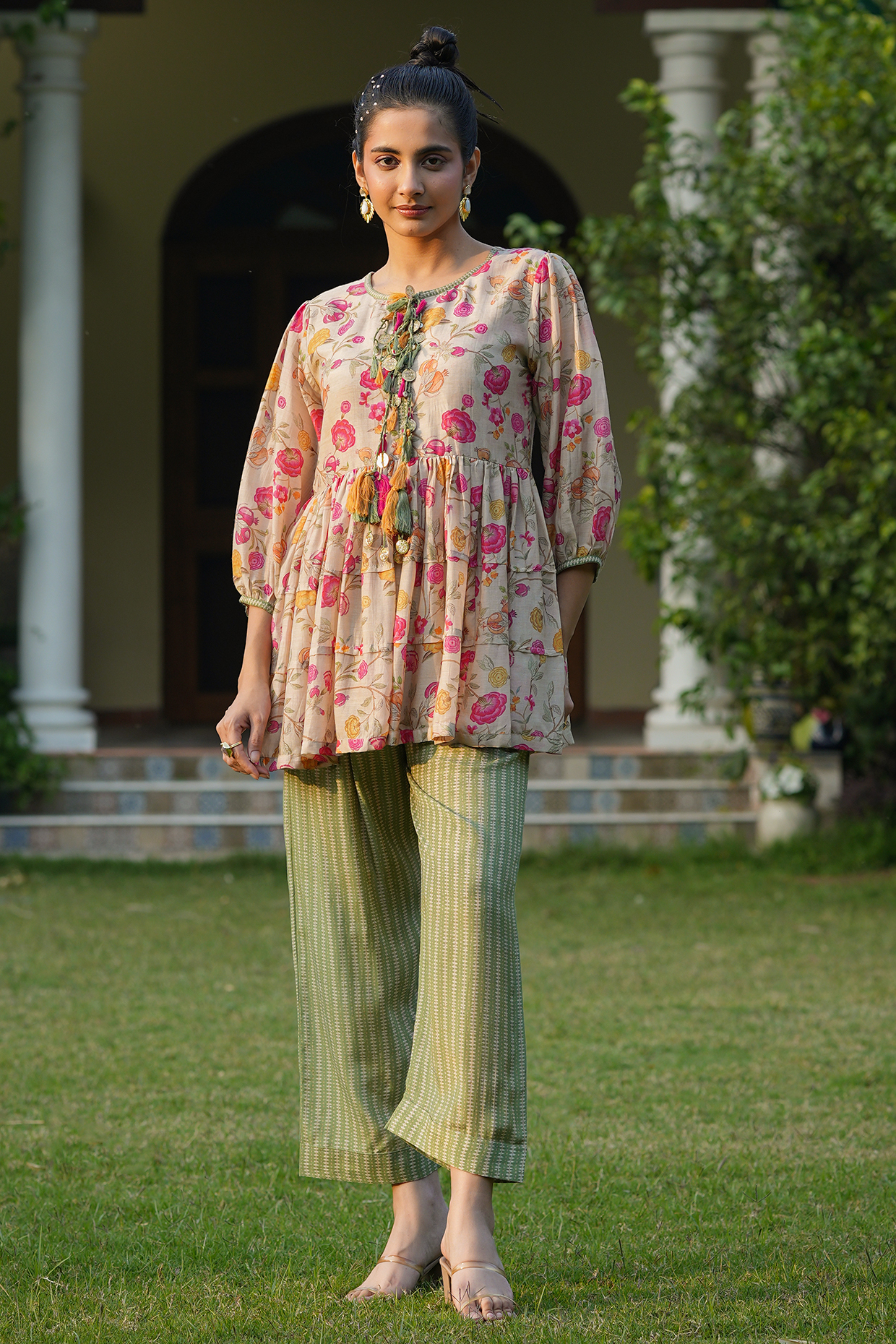 Multi-Colored Muslin Silk Printed Co-Ord Set by Scakhi Luxe at Pernia's Pop Up Shop