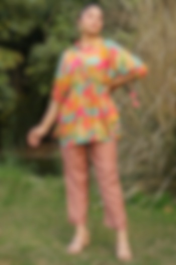 Multi-Colored Muslin Silk Printed Co-Ord Set by Scakhi Luxe at Pernia's Pop Up Shop