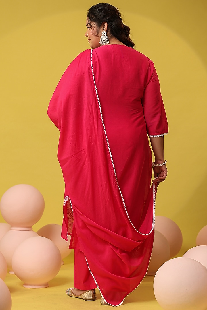 Pink Cotton Mulmul Chikankari Embroidered Kurta Set by Scakhi Luxe at Pernia's Pop Up Shop