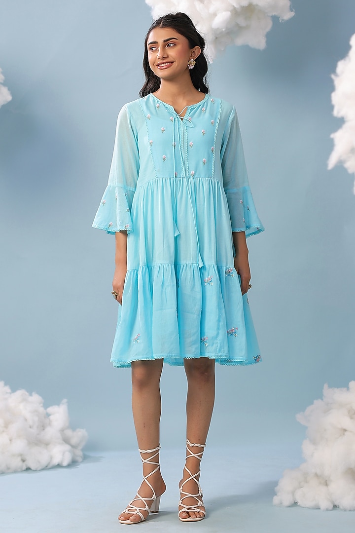 Aqua Mulmul Lace Embroidered Summer Dress by Scakhi Luxe at Pernia's Pop Up Shop