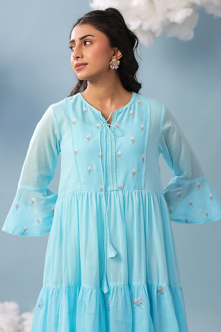 Aqua Mulmul Lace Embroidered Summer Dress by Scakhi Luxe at Pernia's Pop Up Shop