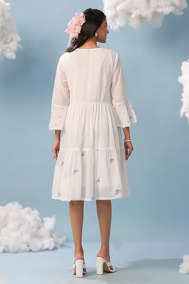 White Mulmul Lace Embroidered Summer Dress by Scakhi Luxe at Pernia's Pop Up Shop