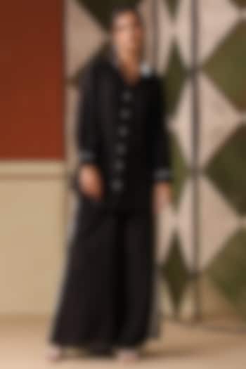 Black Cotton Blend Co-Ord Set by Scakhi Luxe at Pernia's Pop Up Shop