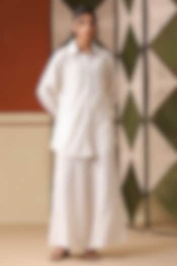 White Cotton Blend Co-Ord Set by Scakhi Luxe at Pernia's Pop Up Shop