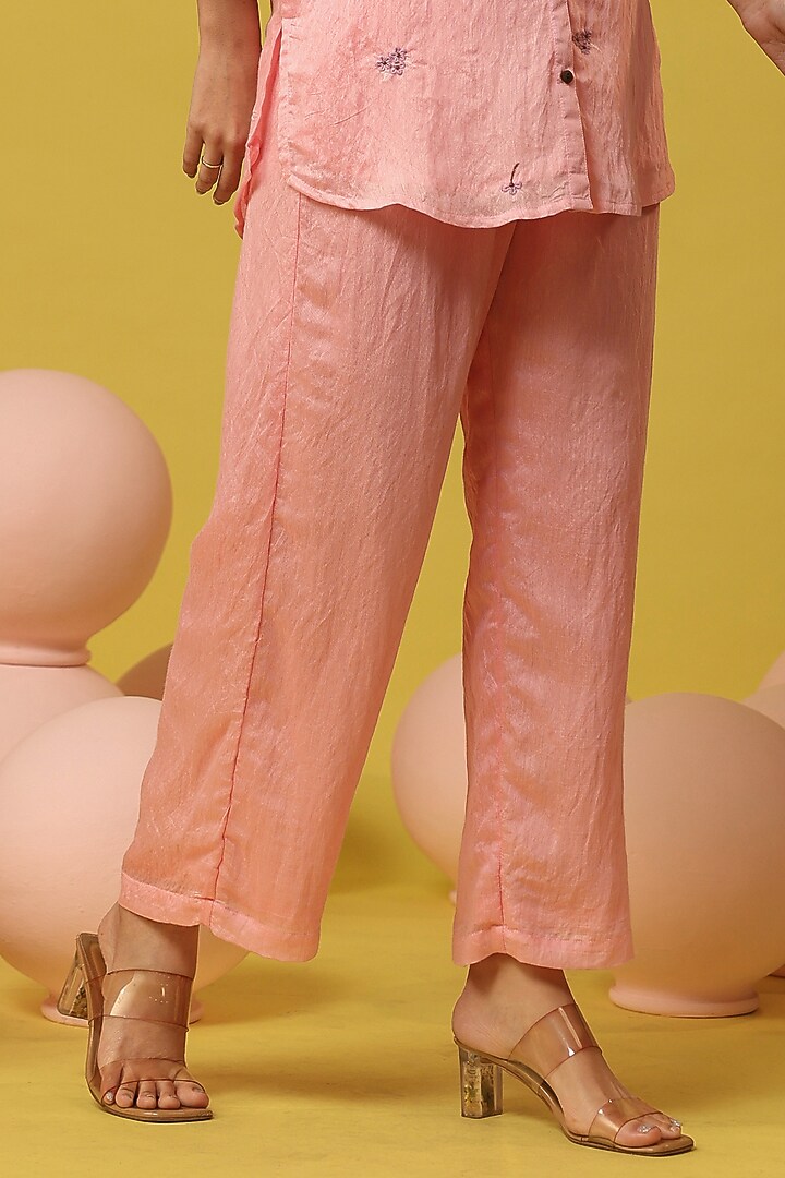 Pink Mul Chanderi Embroidered Co-Ord Set by Scakhi Luxe at Pernia's Pop Up Shop