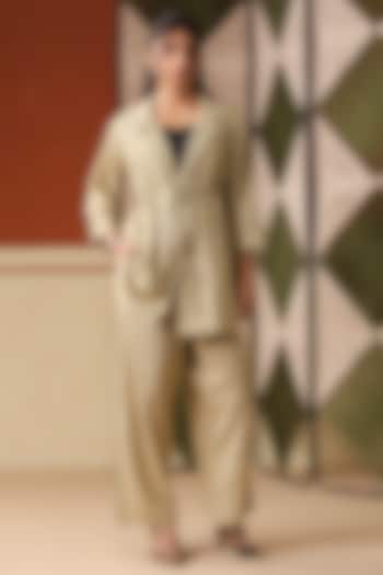 Beige Cotton Blend Co-Ord Set by Scakhi Luxe at Pernia's Pop Up Shop