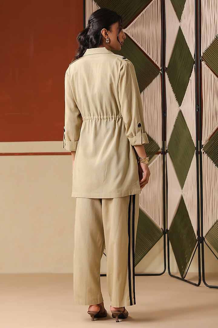 Beige Cotton Blend Co-Ord Set by Scakhi Luxe at Pernia's Pop Up Shop