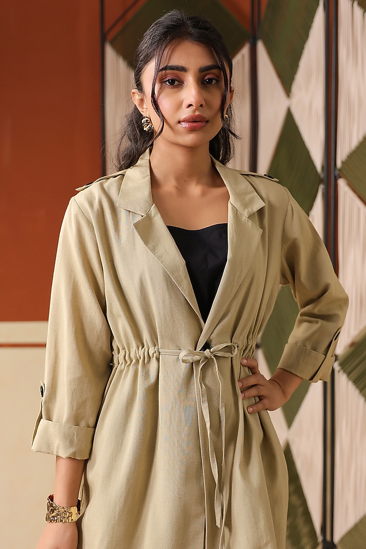 Beige Cotton Blend Co-Ord Set by Scakhi Luxe at Pernia's Pop Up Shop