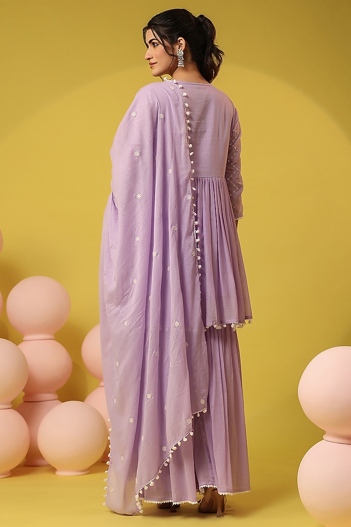 Lavender Mulmul Sharara Set by Scakhi Luxe at Pernia's Pop Up Shop