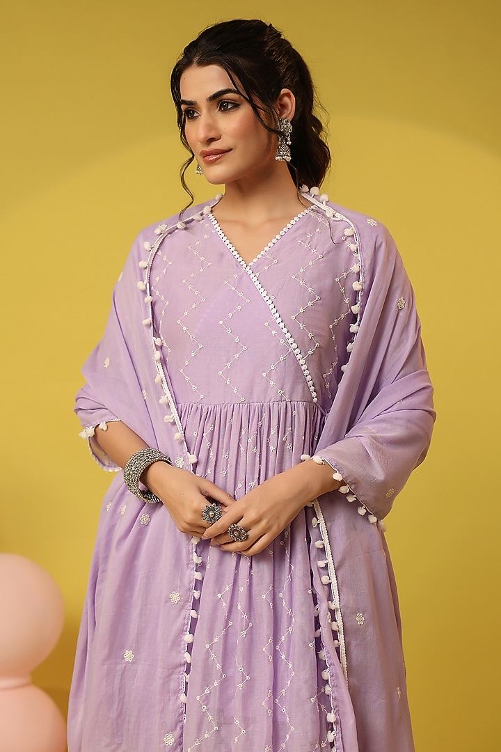 Lavender Mulmul Sharara Set by Scakhi Luxe at Pernia's Pop Up Shop