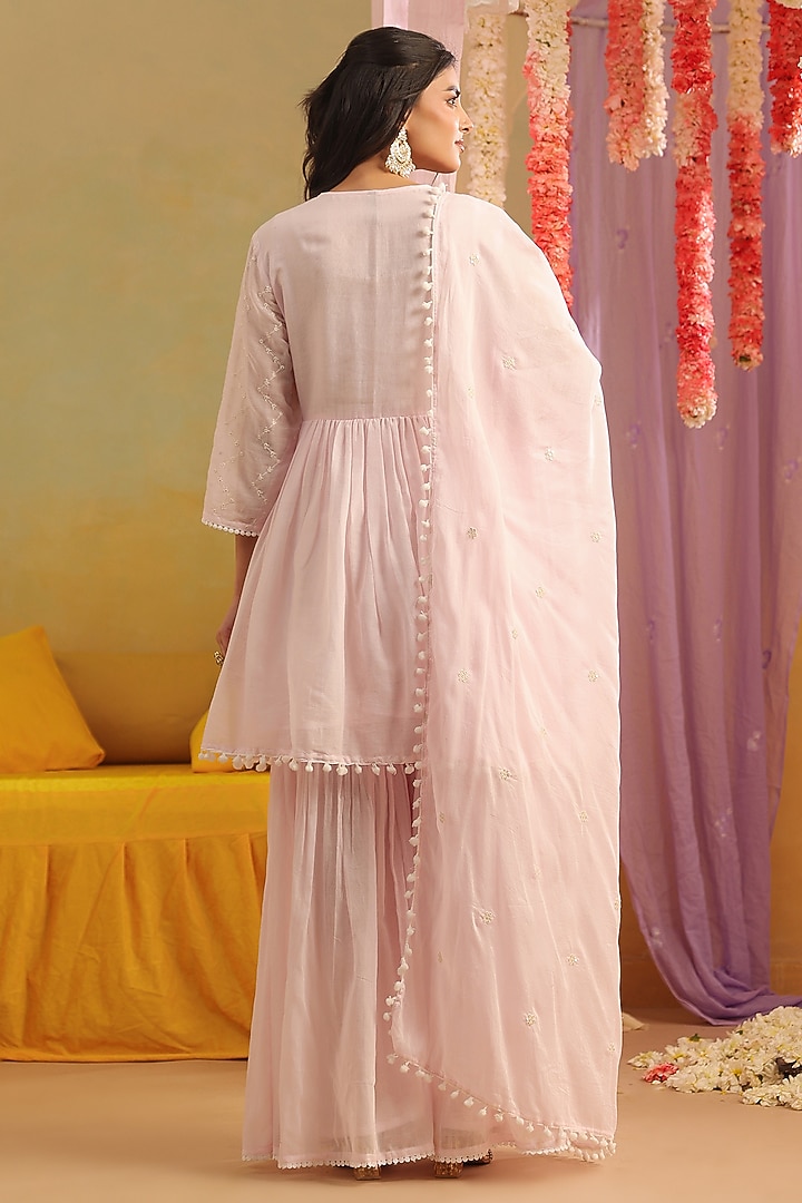 Pink Mulmul Sharara Set by Scakhi Luxe at Pernia's Pop Up Shop