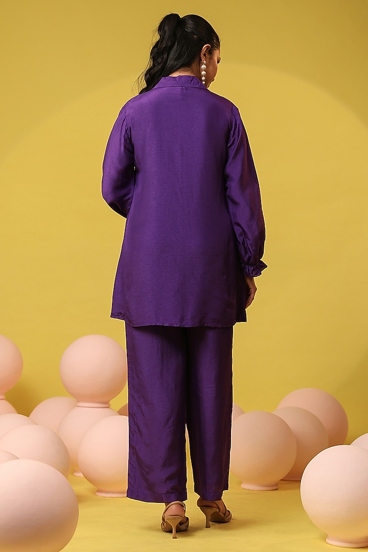 Purple Russian Silk Embroidered Co-Ord Set by Scakhi Luxe at Pernia's Pop Up Shop