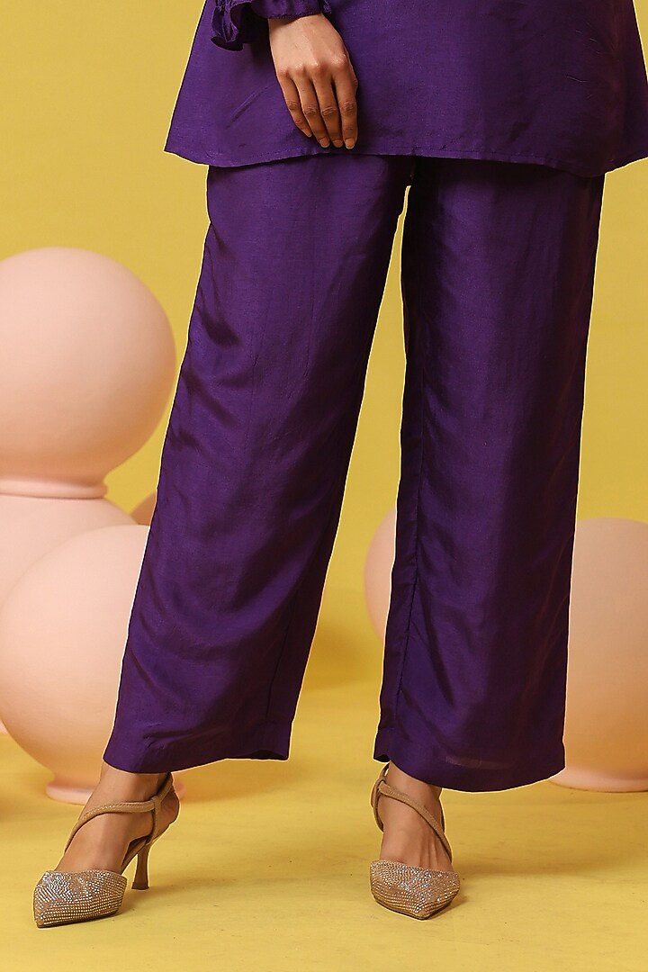 Purple Russian Silk Embroidered Co-Ord Set by Scakhi Luxe at Pernia's Pop Up Shop