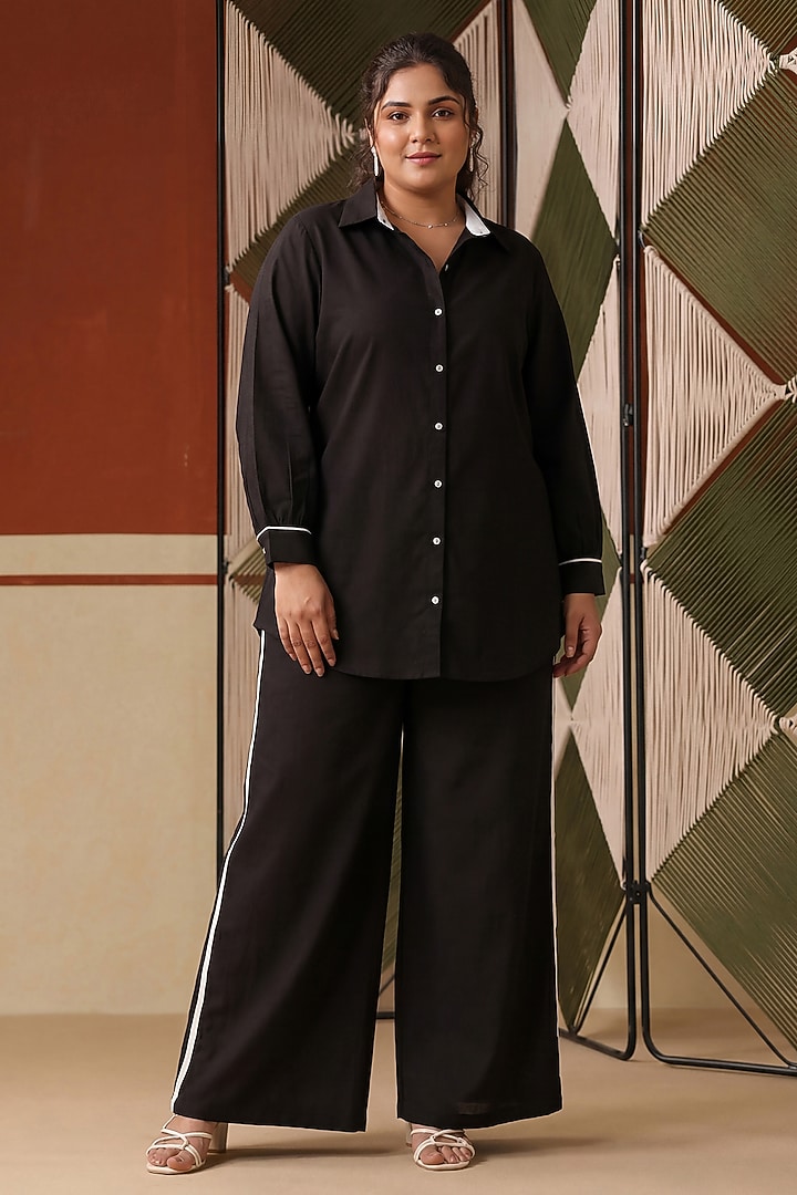Black Cotton Blend Co-Ord Set by Scakhi Luxe at Pernia's Pop Up Shop