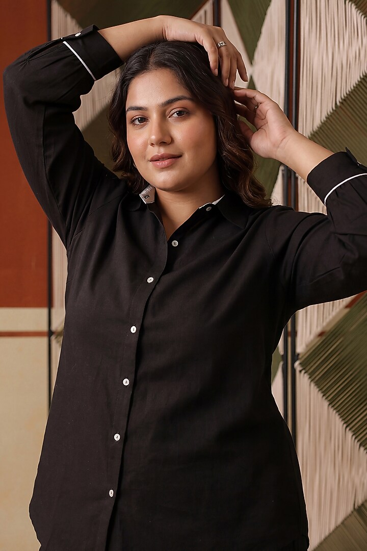 Black Cotton Blend Co-Ord Set by Scakhi Luxe at Pernia's Pop Up Shop