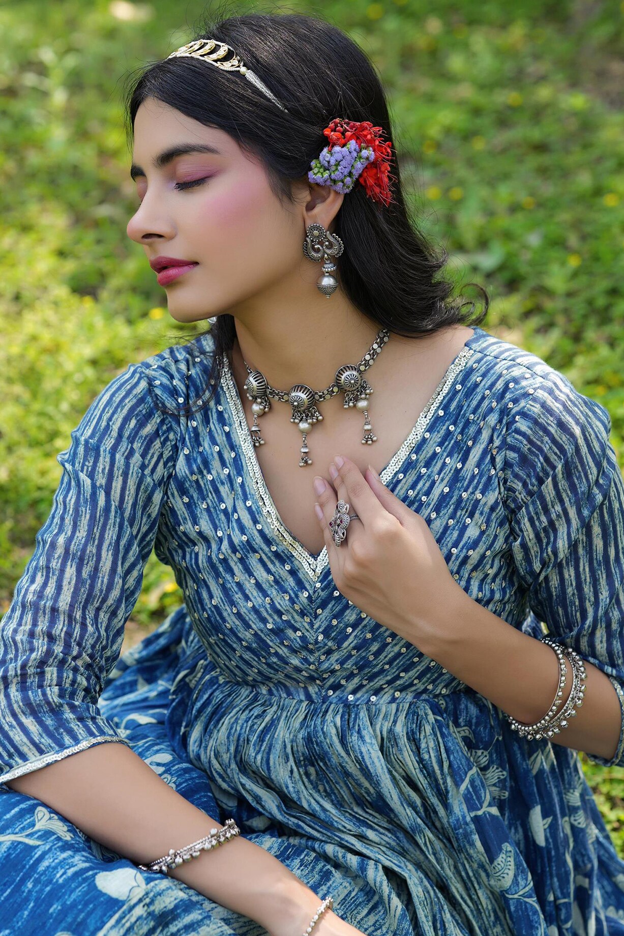 Indigo Printed Anarkali