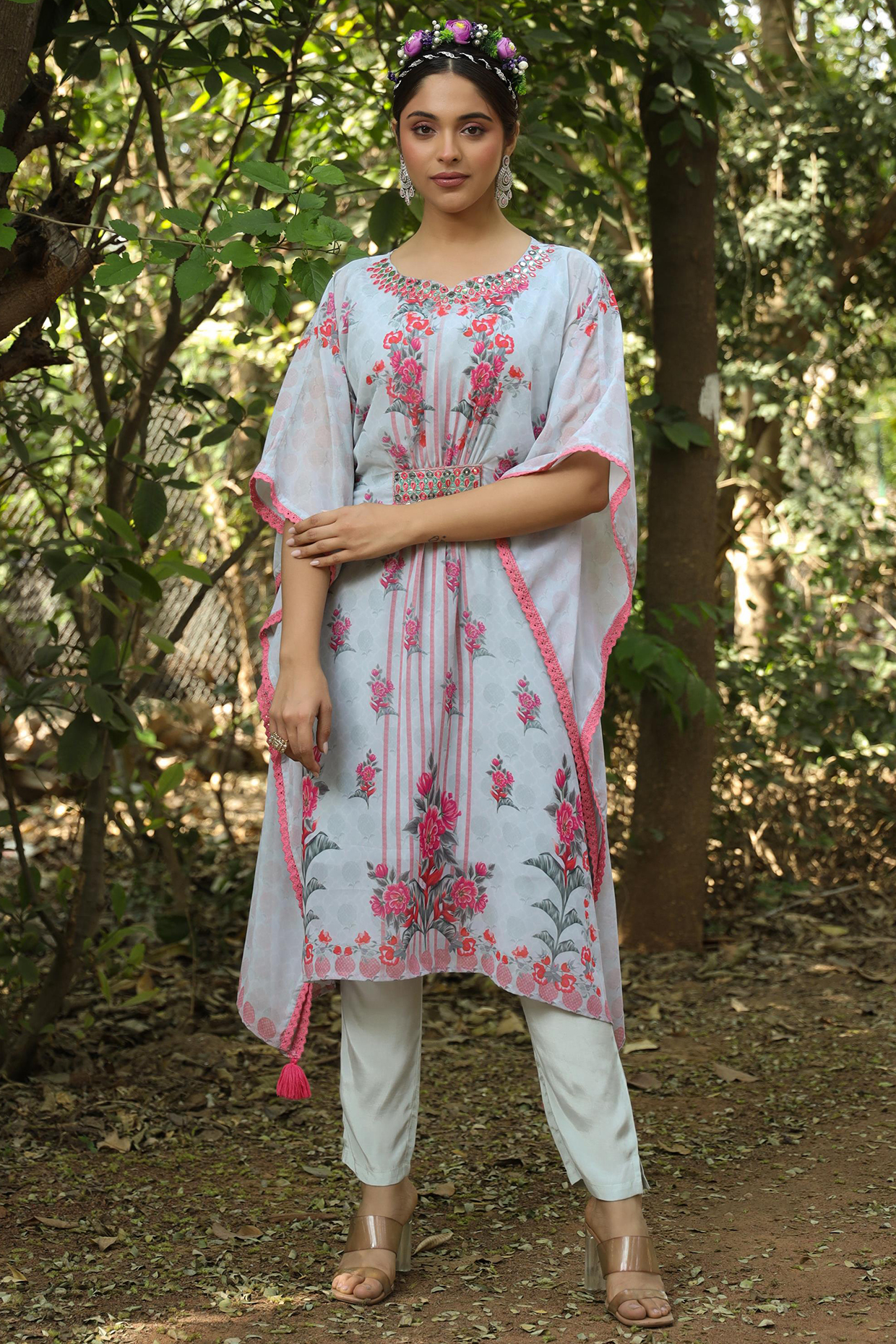 Sea Green Georgette Printed Tunic Set by Scakhi Luxe at Pernia's Pop Up Shop