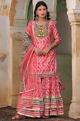 Pink Modal Sharara Set by Scakhi Luxe