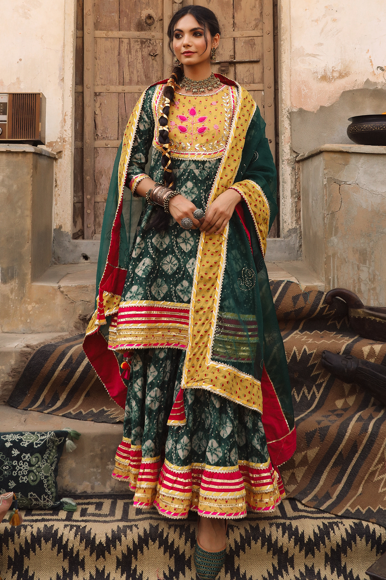 Jade Green Modal Sharara Set by Scakhi Luxe at Pernia's Pop Up Shop
