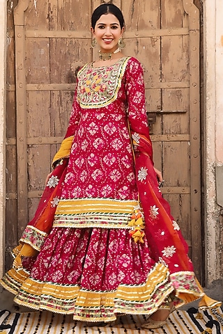 Pink Embroidered Sharara Set by Scakhi Luxe