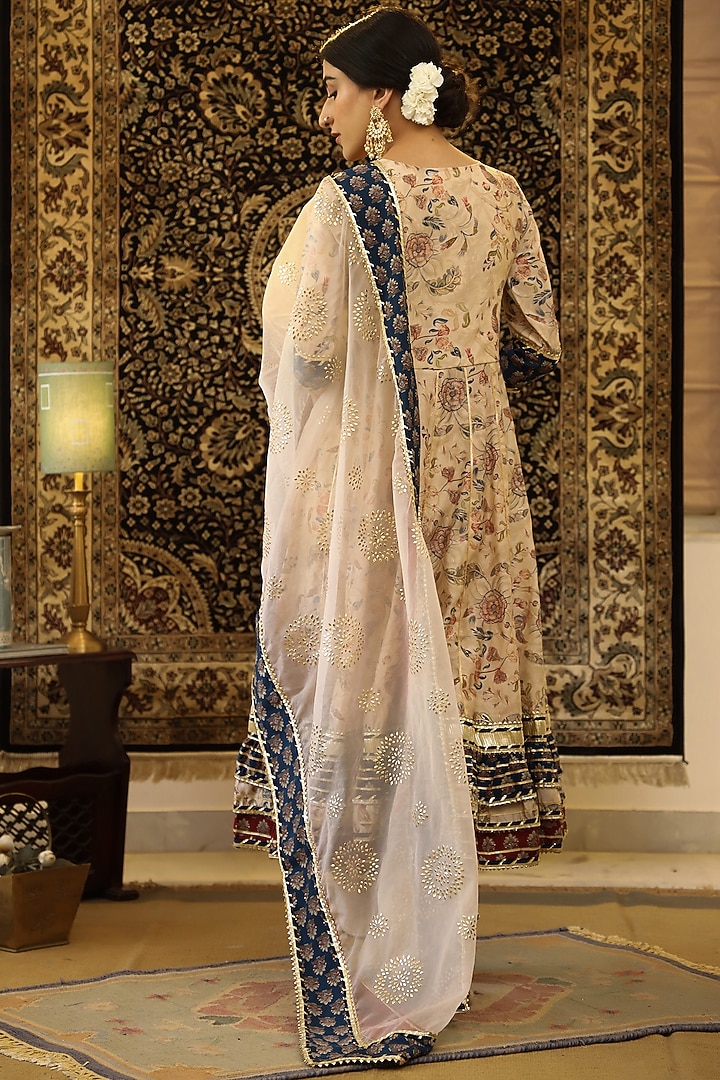 Beige Printed Anarkali Set by Scakhi Luxe at Pernia's Pop Up Shop