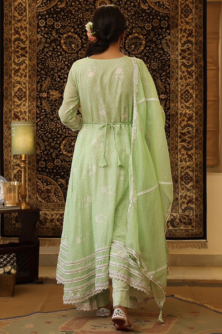 Mint Printed Anarkali Set by Scakhi Luxe at Pernia's Pop Up Shop