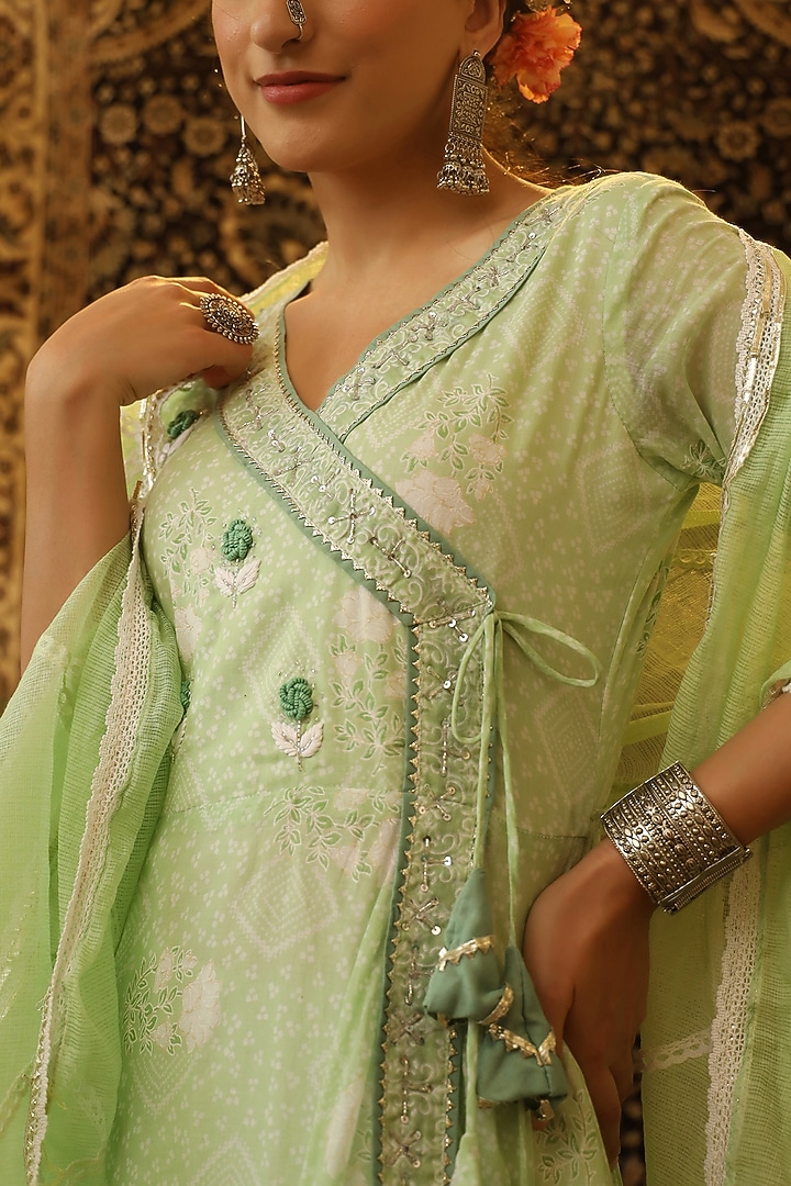 Mint Printed Anarkali Set by Scakhi Luxe at Pernia's Pop Up Shop
