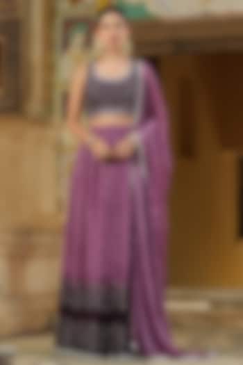 Purple Printed Lehenga Set by Scakhi Luxe at Pernia's Pop Up Shop