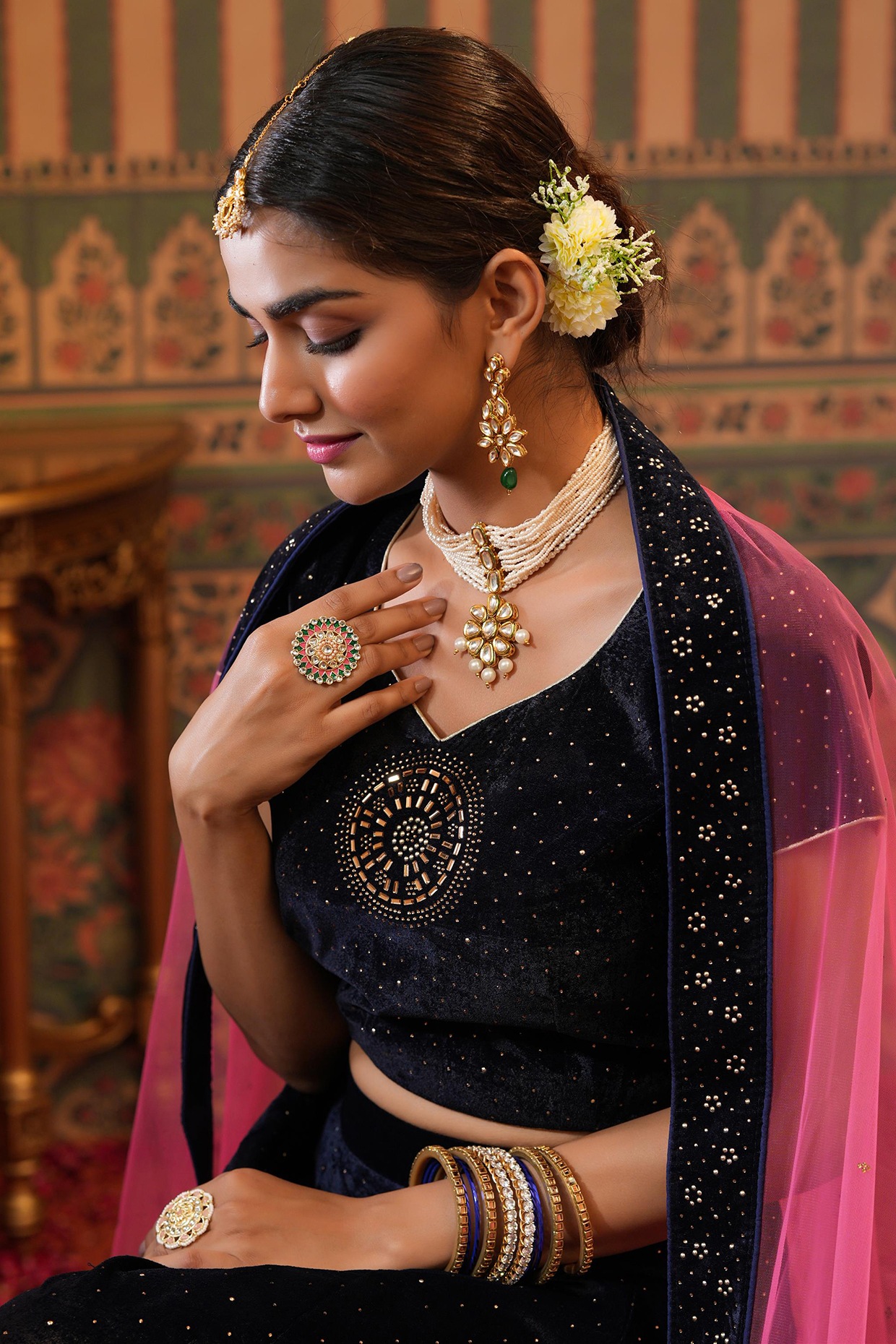 Powder Blue Embellished Bridal Lehenga Set – Roopkala Heritage