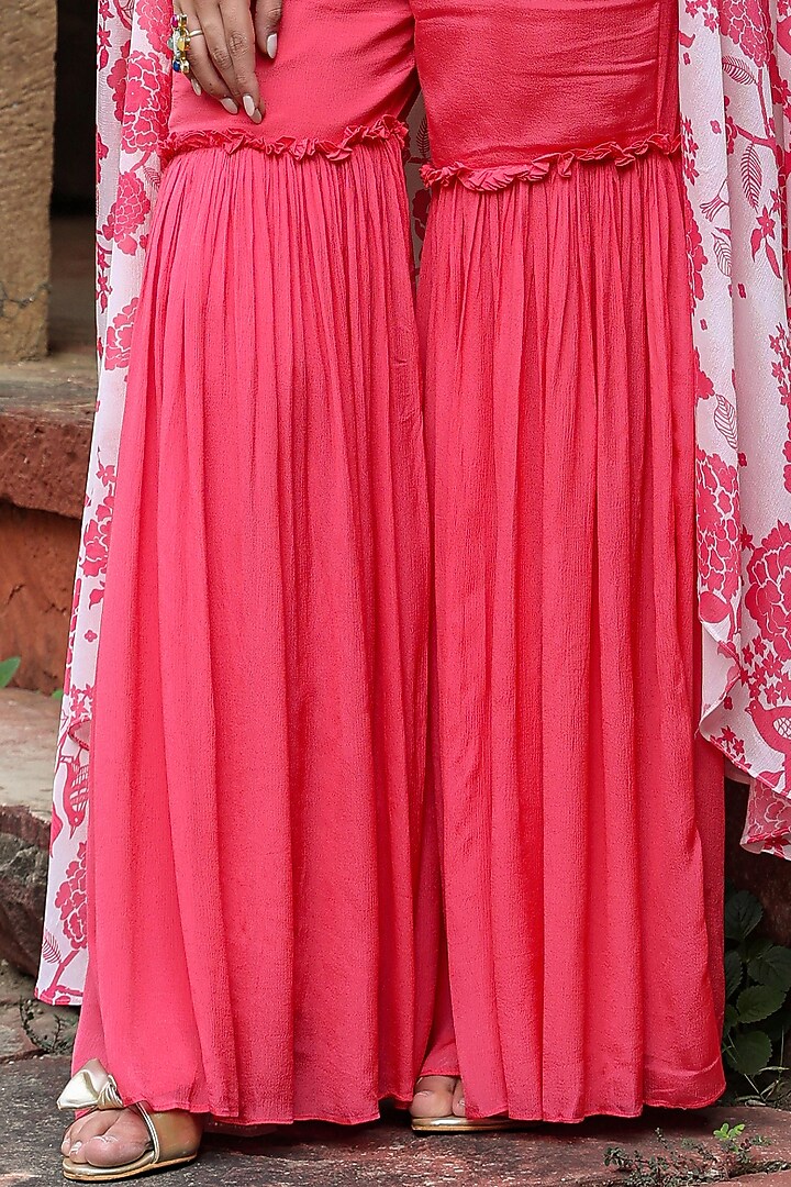 Coral Chinon Silk Floral Printed Cape Set by Scakhi Luxe at Pernia's Pop Up Shop