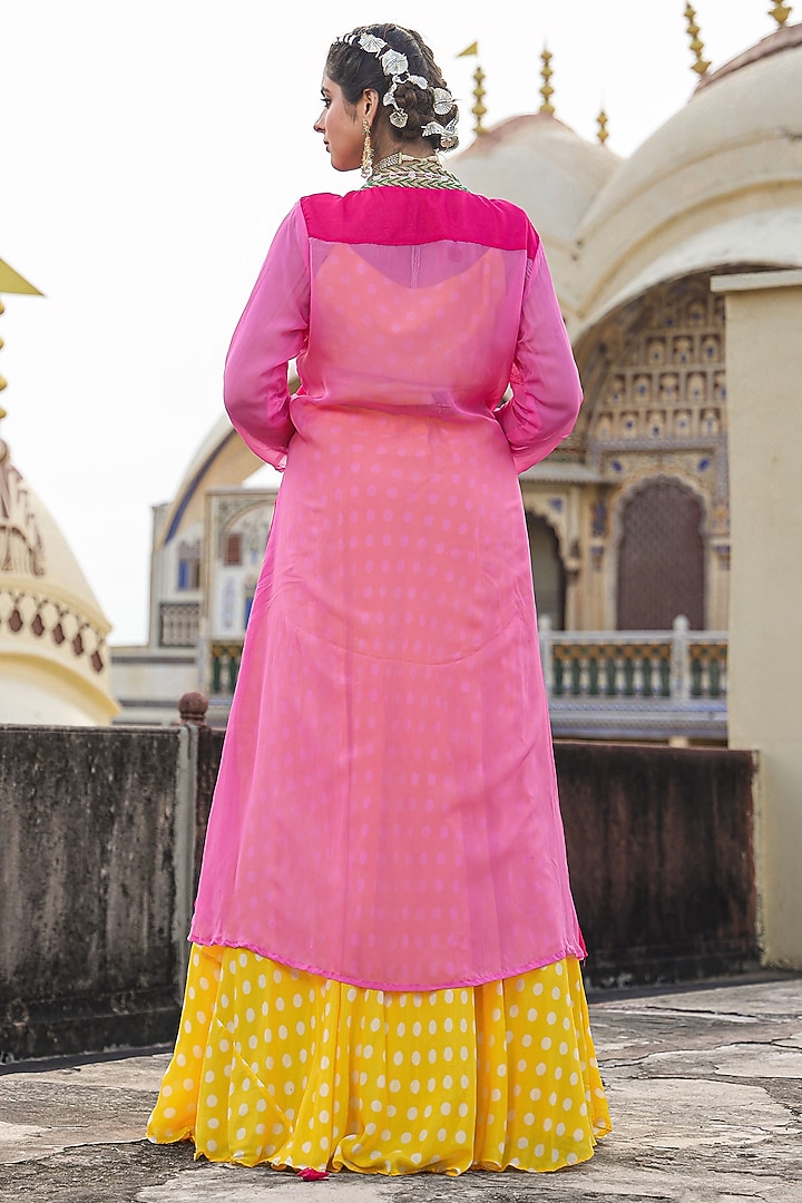 Yellow Bemberg Muslin Polka Dot Printed Lehenga Set by Scakhi Luxe at Pernia's Pop Up Shop