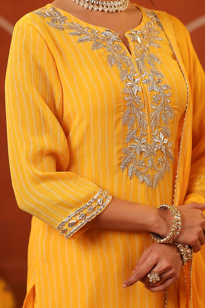 Yellow Chinon Silk Sharara Set by Scakhi Luxe at Pernia's Pop Up Shop