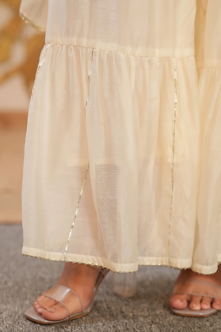 Ivory Mul Chanderi Sharara Set by Scakhi Luxe at Pernia's Pop Up Shop