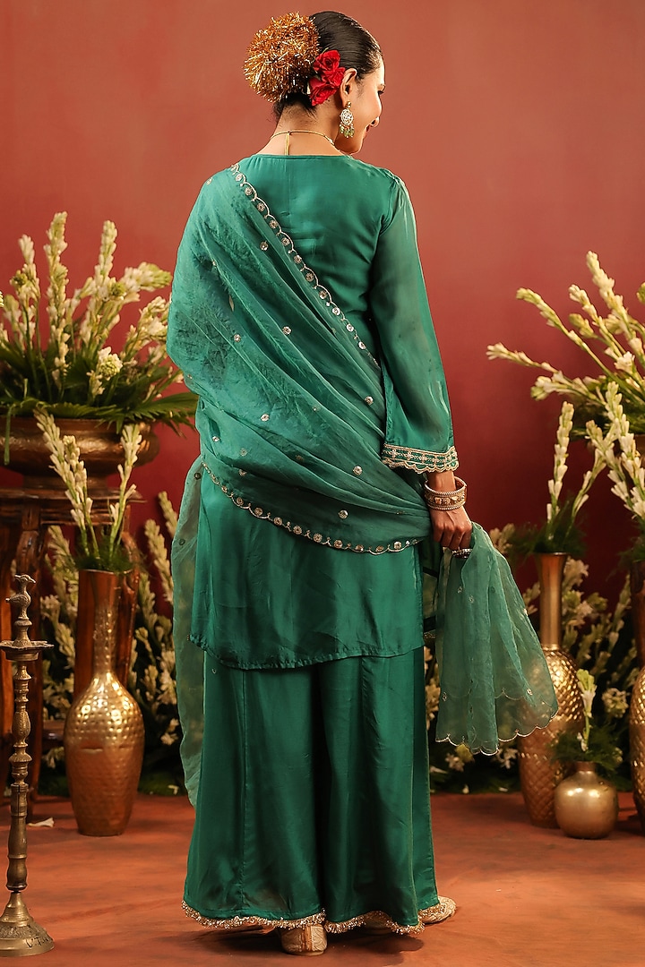 Green Shantoon Sharara Set by Scakhi Luxe at Pernia's Pop Up Shop