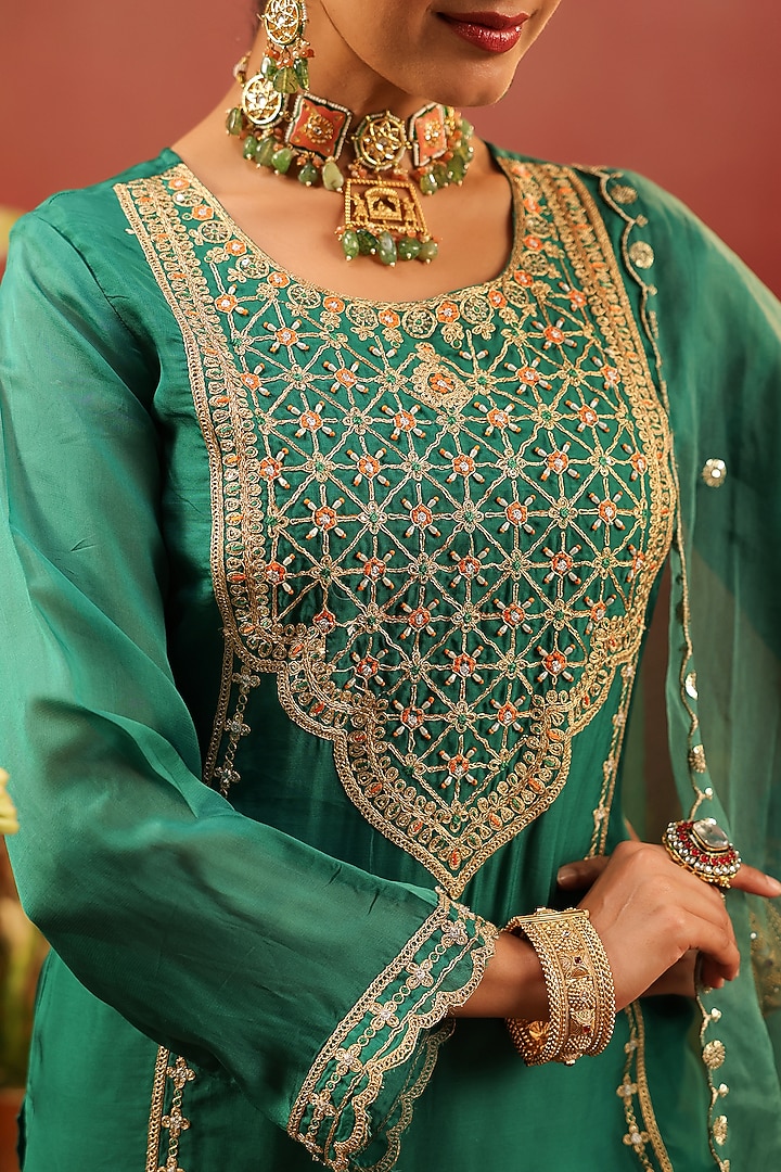 Green Shantoon Sharara Set by Scakhi Luxe at Pernia's Pop Up Shop
