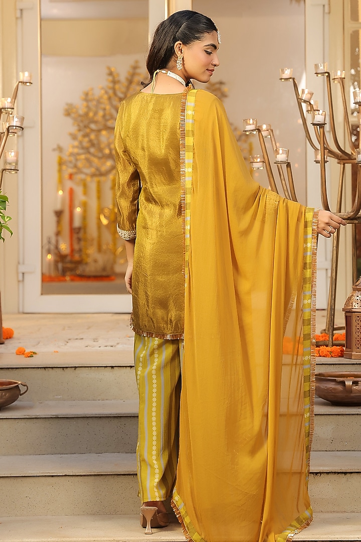 Olive Chinon Silk Sharara Set by Scakhi Luxe at Pernia's Pop Up Shop