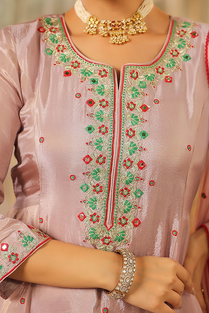 Lavender Shimmer Tissue Zari & Sequin Embroidered Anarkali Set by Scakhi Luxe at Pernia's Pop Up Shop