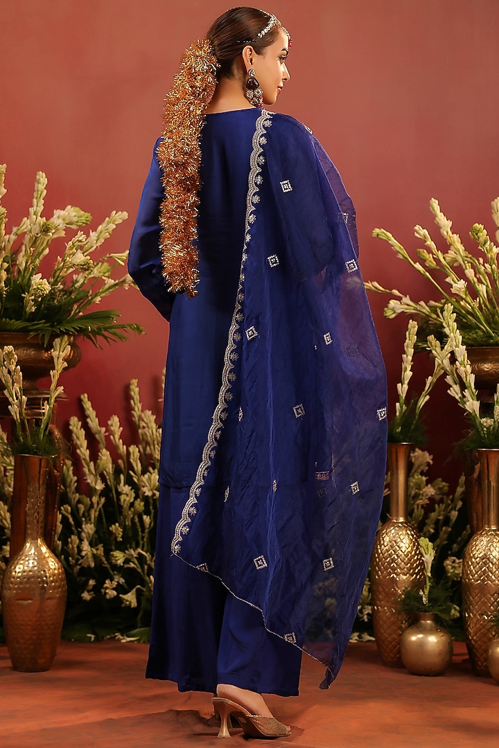 Midnight Blue Shantoon Sharara Set by Scakhi Luxe at Pernia's Pop Up Shop